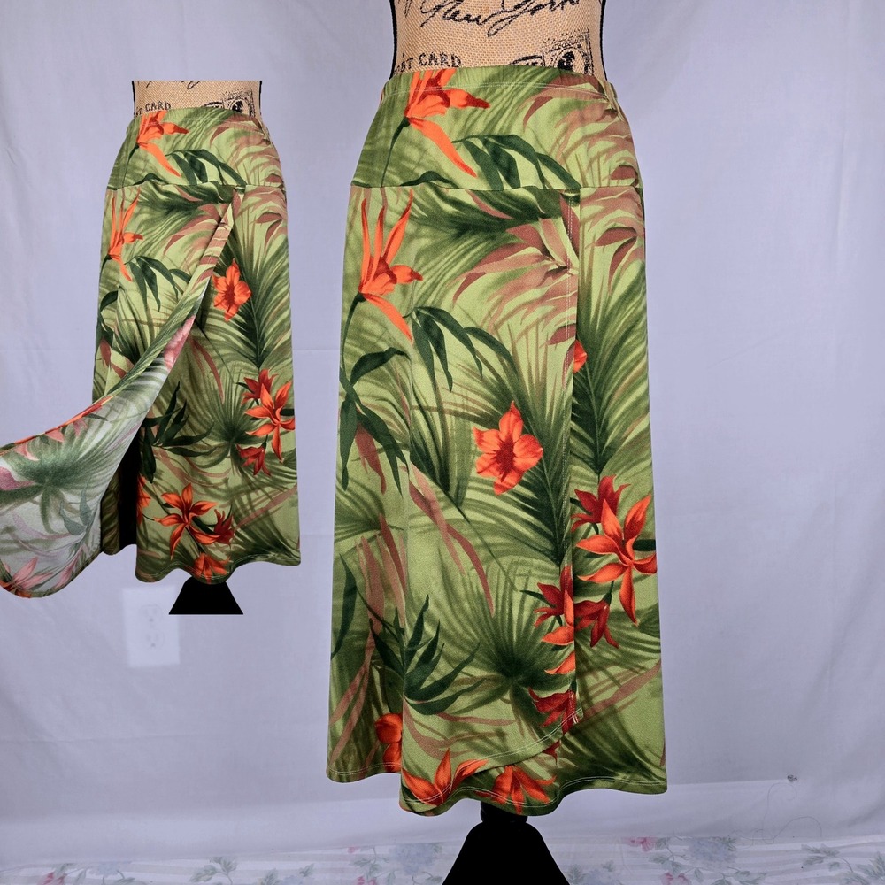 Bechamel Tropical Print Maxi Skirt Women's Size S Green Orange‎ Floral